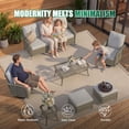 thumbnail image 5 of Clouddwell 7 Pieces Outdoor Patio Furniture Set, Rattan Wicker Sectional Swivel Rocker Chairs Sets with Table, Light Gray/Yellow, 5 of 8
