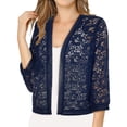 thumbnail image 2 of MSJUHEG Women's Shrug Sweaters Long Sleeve Tops Thin Cardigan Summer Cardigan Women's Shrug Sweaters Cropped Boho Open Front Light Weight Cardigan Boho Clothes Navy S, 2 of 5