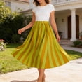 thumbnail image 6 of Lenago Womens Skirts Spring and Summer Striped High-waisted Ankle-length Skirt A-line Elastic Waist Flowing Skirt Beach Vacation Skirt, 6 of 7