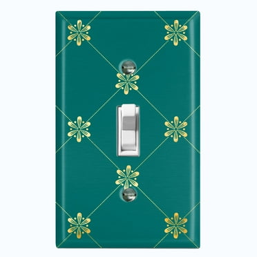 Metal Light Switch Plate Cover Elegant Green Yellow Diamond Cross Damask DAM092