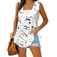thumbnail image 2 of Wlylongift Women Square Neck Summer Sleeveless Snowflake Tank Tops Fashion Eyelet Tunic Curved Hem Shirts Blouses, 2 of 5