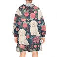 thumbnail image 2 of Shih Tzu Dog and Flower Floral Wearable Oversized Blanket,Wearable Blanket Hoodie for Adults,Cozy Hooded Blankets with Super Pockets,Super Warm Fuzzy Pullover for Women & Men, 2 of 6