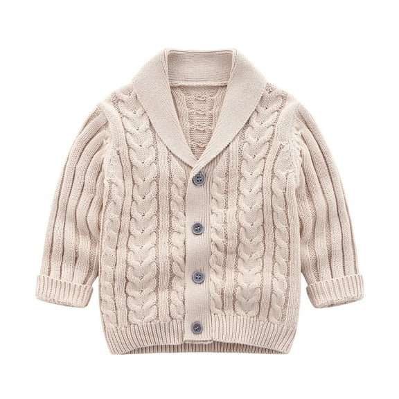 Fgnfyis Boys Knit Sweater Long Sleeve Button Up Coat for Spring and Winter Comfort for School and Casual Wear Khaki 0-6 Months