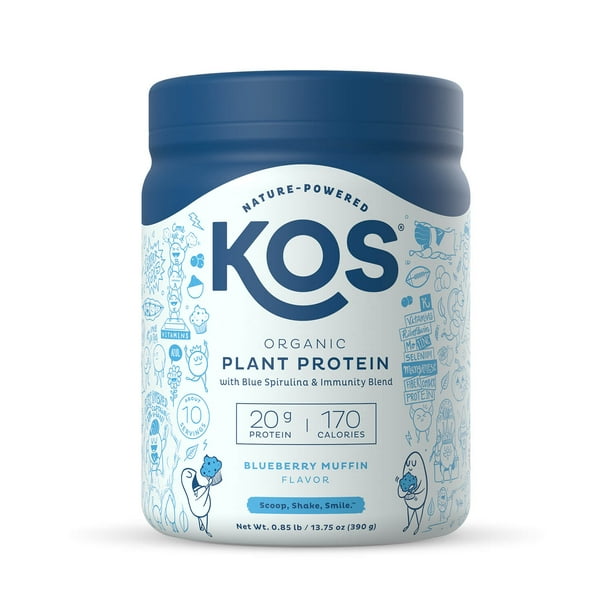 KOS Vegan Protein Powder, Blueberry Muffin Flavor, 10 Servings