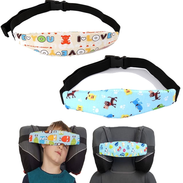 Reposacabezas de asiento de coche para niños de 2 piezas (amarillo + azul), posicionadores ajustables para dormir en asientos de coche, reposacabezas para niños para viajes en coche, accesorios para d