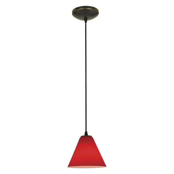 Accesslighting 28004-3C-ORB-RED Martini A-19 Cordon LED Pendentif en Verre Rouge - Bronze Huilé