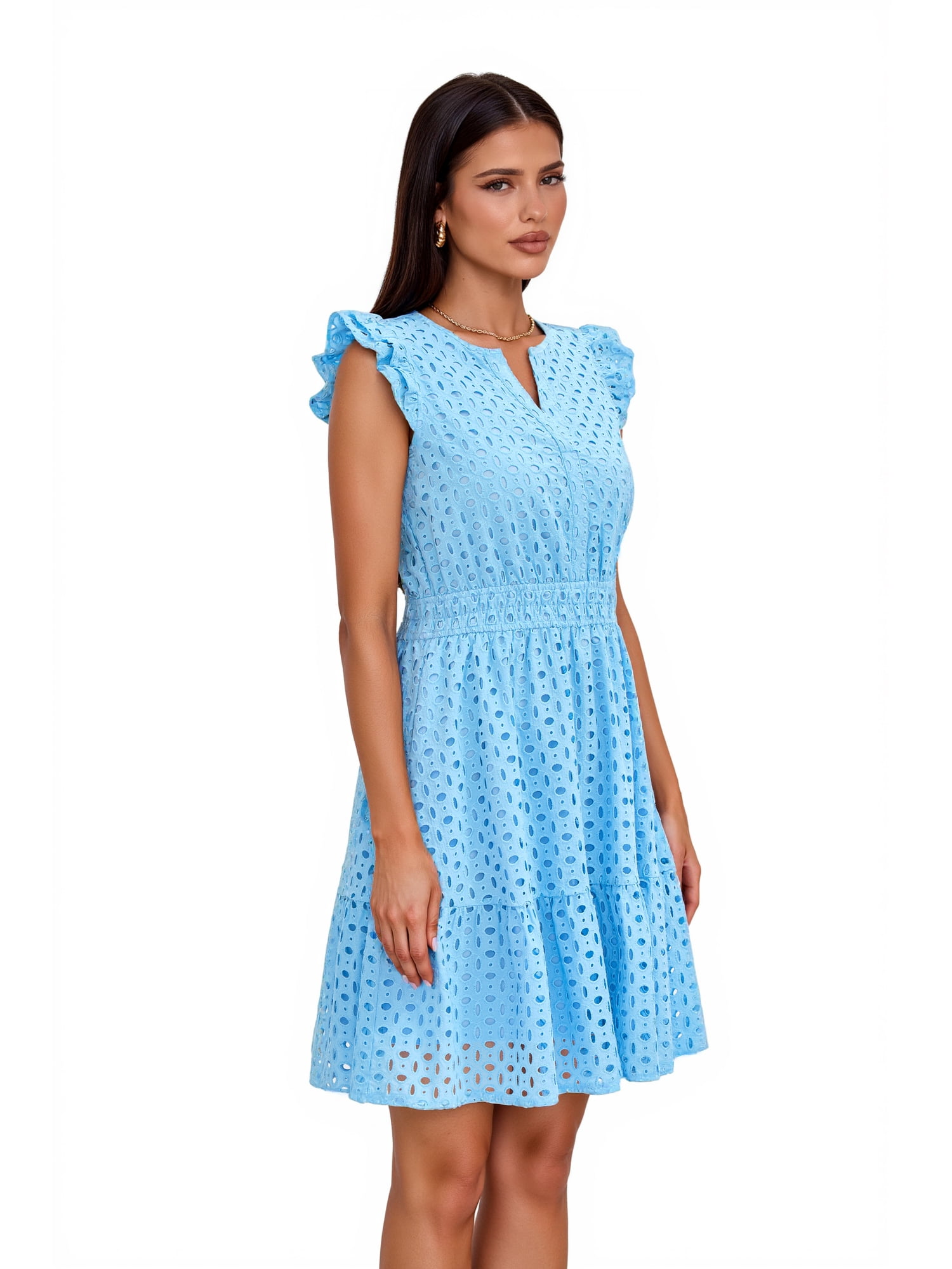 Women’s Pretty Garden LS VNEK BTN FRNT MINI DRSS - MINI CAP SLEEVE DRESS