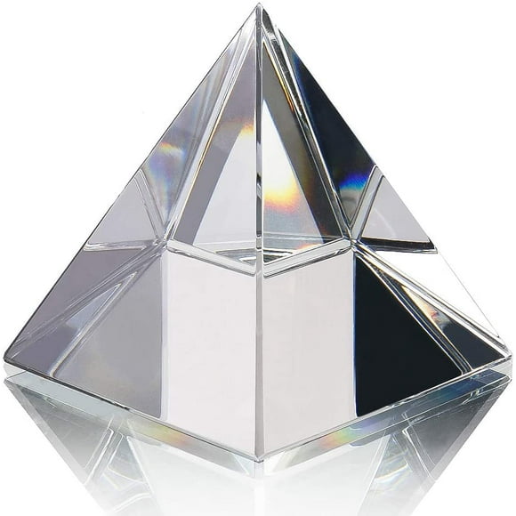 QFkris Figurine Pyramide en Cristal Collection, Couleur Transparente Prisme Bureau Ornement Verre Presse-Papiers avec Boîte-Cadeau