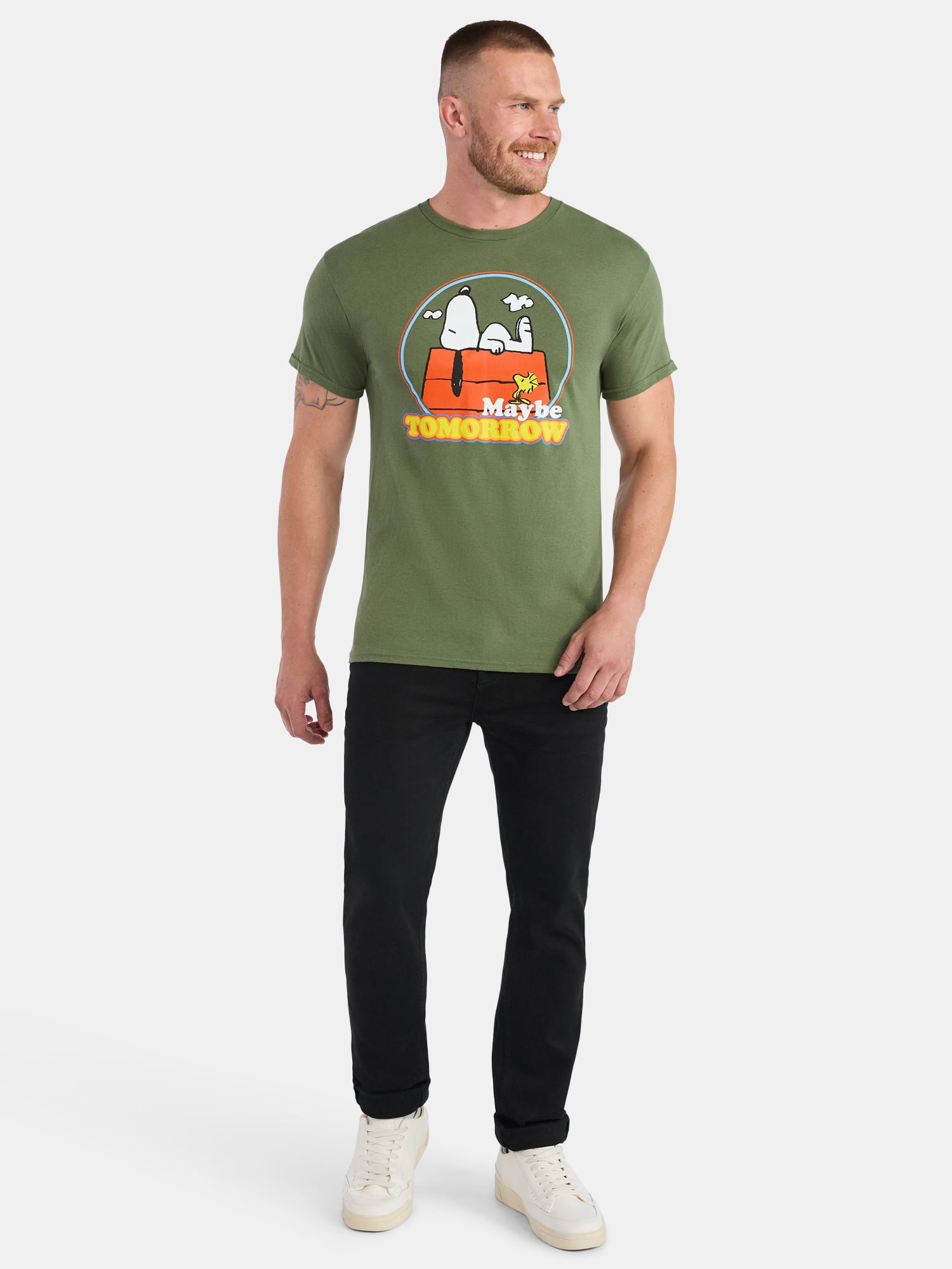 Snoopy Men's and Big Men's Cotton Maybe Tomorrow Graphic Tee, Sizes S-3XL
