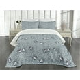 thumbnail image 3 of Ambesonne Winter Quilted Bedspread Set 3 Pcs, Bird with Xmas Hat Snow, Queen Size, Pale Grey Multicolor, 3 of 5