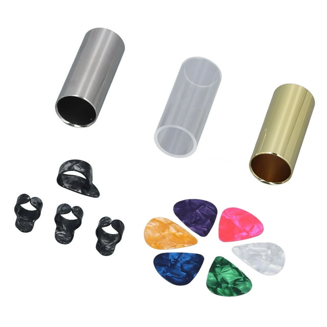 Guitar Slide Set, Longer Stretches Guitar Slide Replacement Set with Picks for Bass