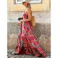 thumbnail image 4 of Women'S Boho Halter Print Maxi Dress Sexy Backless Elegant Sundress Cruise Outfits, 4 of 6