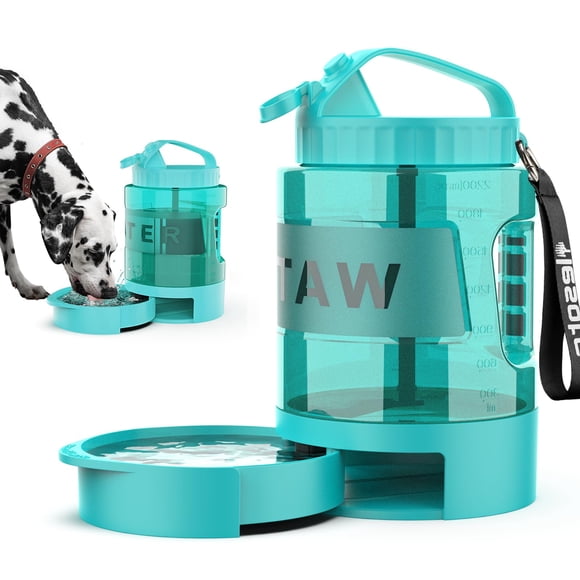 Botella de agua para perros lesotc 2 en 1, cuenco portátil de 2,3 L, sin BPA