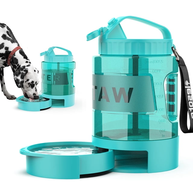 Botella de agua para perros lesotc 2 en 1, cuenco portátil de 2,3 L, sin BPA
