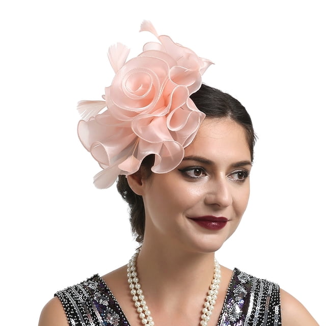 Hat For Women Wedding Flower Cocktail Mesh Feathers Hair Clip Tea Party Headband