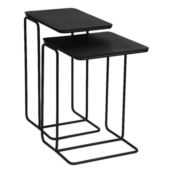 Pemberly Row Contemporary Nesting End Tables in Black Finish