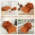 thumbnail image 3 of Muumblus Oversized Accent Chair with Ottoman, 48" Indoor Chaise Lounge Cloud Sofa Reading Armchair for Modern Living Room, Bedroom, Orange Corduroy, 3 of 10