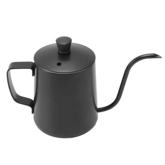Kitchen Tools Pour Over Coffee Kettle, Uniform Extraction Gooseneck Hand Drip Tea Coffee Pot for Office 350ML Black with Lid