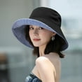 thumbnail image 2 of SikaFu Double-Sided Solid Color Stripe Women Bucket Hats Summer Anti-UV Sun Visor Wide Brim Sun Hats Outdoor Beach Travel Panama Cap, 2 of 6