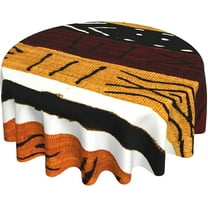 African Tribe Kente Round Tablecloth Thicken Desk Cloth Washable Table Cover Table Cloth for Kitchen Daily Dinning Party Tabletop Decor 60 Inch