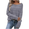 thumbnail image 2 of ClodeEU Womens Off The Shoulder Sweaters,Long Sleeve Off The Shoulder Pullover Tops,Hollow Out Crochet Dressy Casual Outfits Gray,Womens Plus XL, 2 of 3