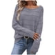 thumbnail image 2 of HongQid Women's Sweaters Boat Neck Crochet Long Sleeve Sweater Lightweight Knit Tops Shitrs Loose Fit Fall Fashion, 2 of 3