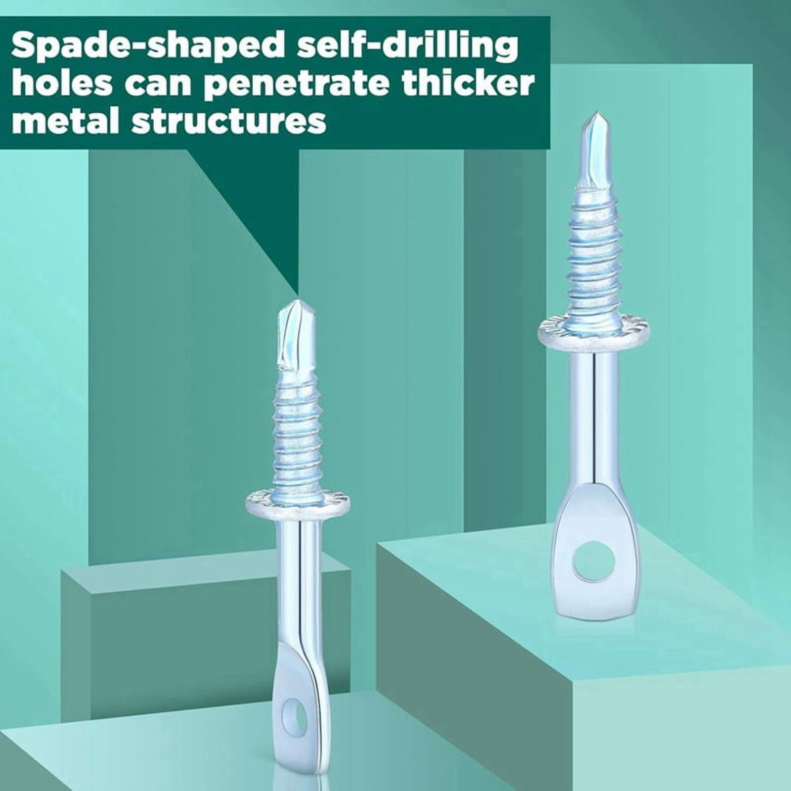 100Pcs 2Inch Eye Lag Self Tapping Drilling Point Screw Zinc and 1pcs 2-5/8Inch Driver, Sturdy Eye Lag Self Drill Screw