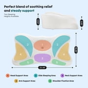 GIANNA Ergonomic Cervical Memory Foam Pillow for Neck and Shoulder Pain Relief, Cooling Contour Orthopedic Support Pillow with Breathable Washable Cover, Queen Size, White