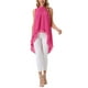 thumbnail image 2 of INSPIRAR CHIC Blusas sin mangas de gasa para mujer con cuello alto, lazo en la espalda, dobladillo asimétrico, camiseta de verano L color rosa intenso, 2 of 6