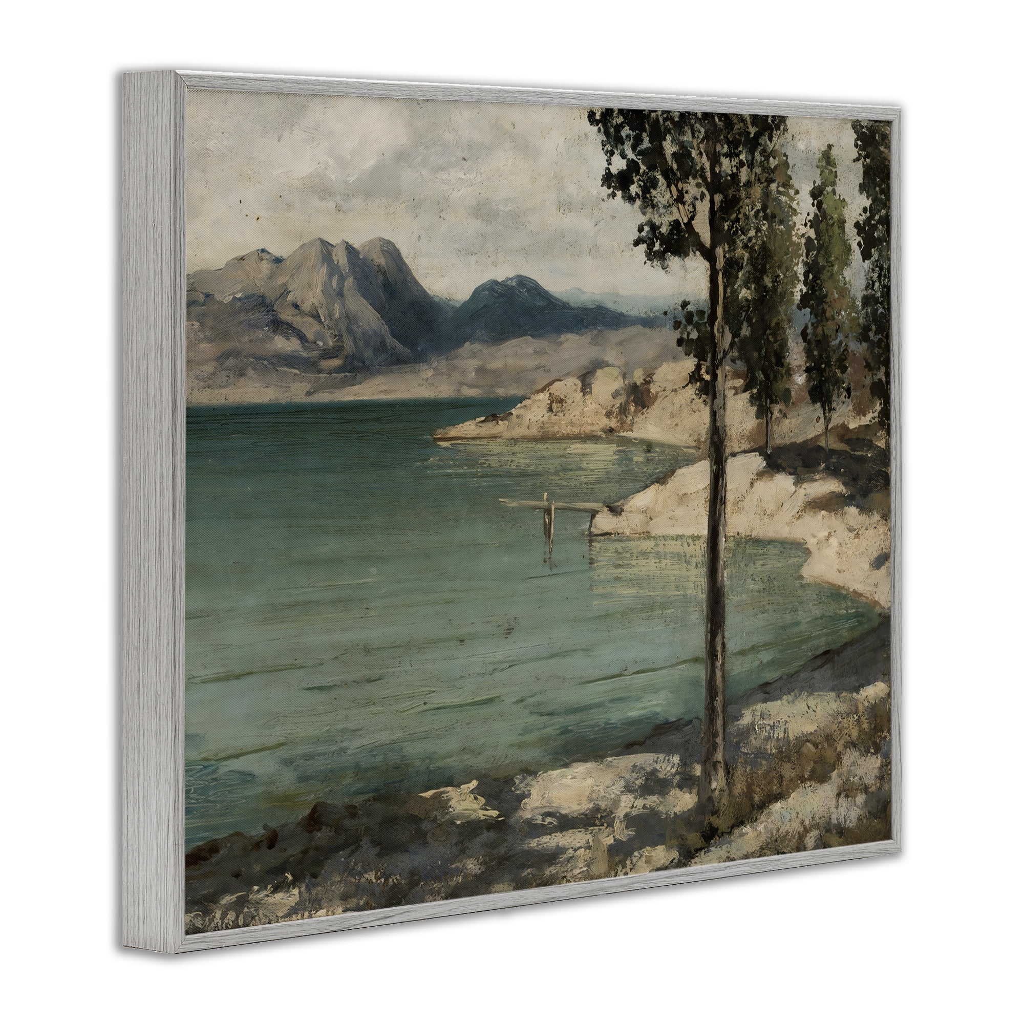 Stupell Industries Tranquil Shore with Trees Gray Framed Giclee Art, design by Arlington Prints