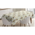 thumbnail image 1 of Sloths Tablecloth, Tropical Print of Dancing Sloths and Banana Silhouettes on a Plain Backdrop, Rectangle Satin Table Cover for Dining Room and Kitchen, 52" X 70", Cocoa White Yellow, by Ambesonne, 1 of 2