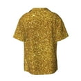 Daiia Gold Glitter Men's Linen Shirts Short Sleeve Casual Shirts Button ...