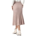 thumbnail image 3 of INSPIRE CHIC Knit Maxi Skirt for Women's Elastic High Waist Casual Soft Striped Pleated Skirt S Apricot Pink, 3 of 6