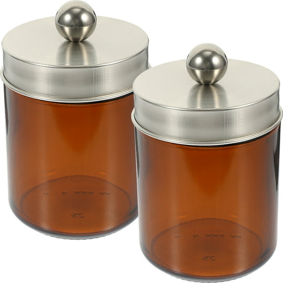 HEMOTON Light Brown Glass Storage Canister with Stainless Steel Lid for Food and Tea 2 Pieces