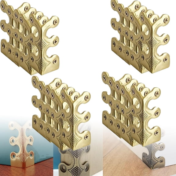20PCS Solid Brass Baseboard Corner Protectors, Vintage Metal Corner Protector Table Corner Edge Cover Safety Bracket(Gold)