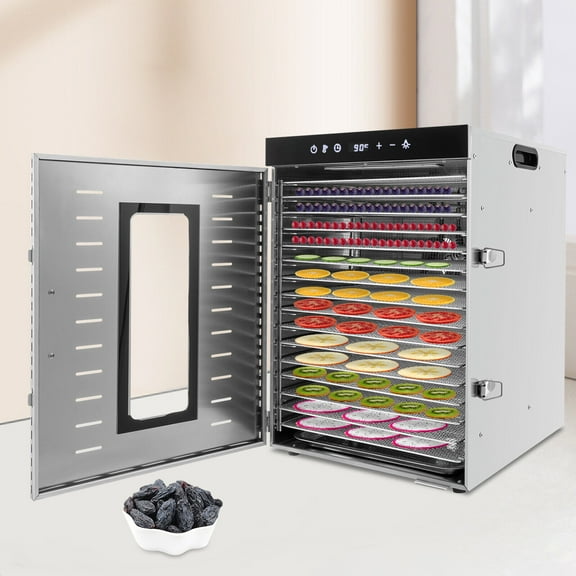 40.5*46*57.5cm Silver Meat Dehydrator for Jerky Maker Commercial Dehydrater 16 Trays Large Food Dryer