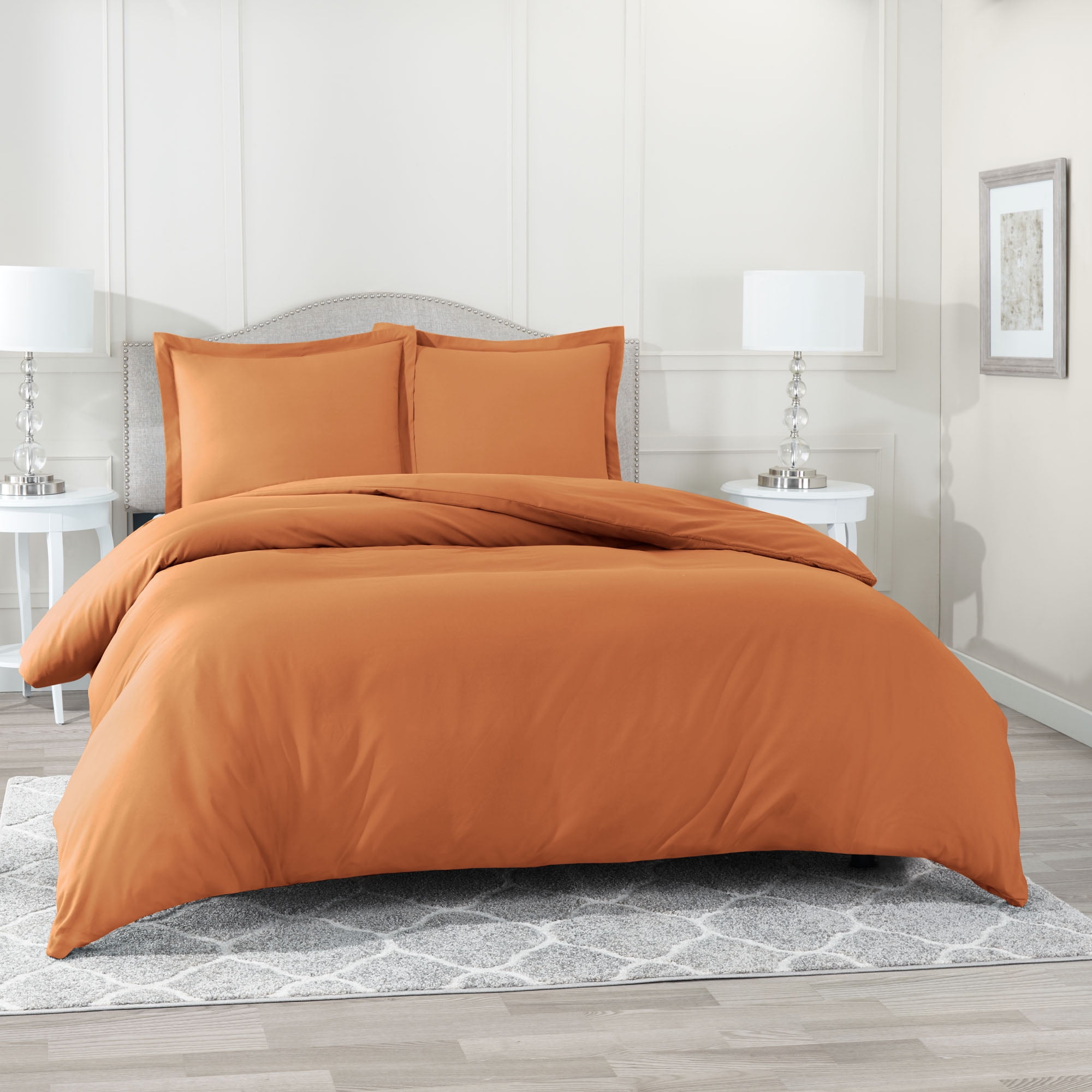 Hearth & Harbor 3-Piece Rust Orange Duvet Cover Set, Full