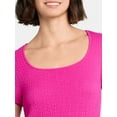 thumbnail image 4 of Time and Tru Women's Square Neck Pucker Tee with Short Sleeves, Sizes XS-XXXL, 4 of 5