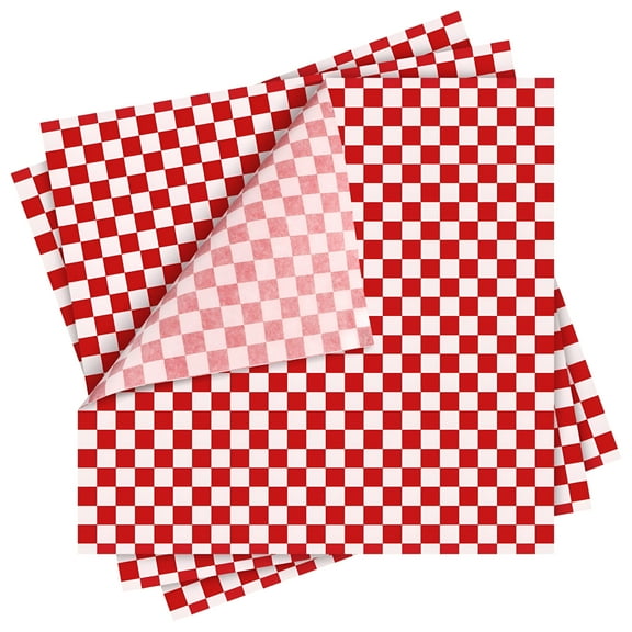 ACDANC 24Pcs Checkered Dry Waxed Deli Paper Food Grade Grease-proof Food Basket Liner