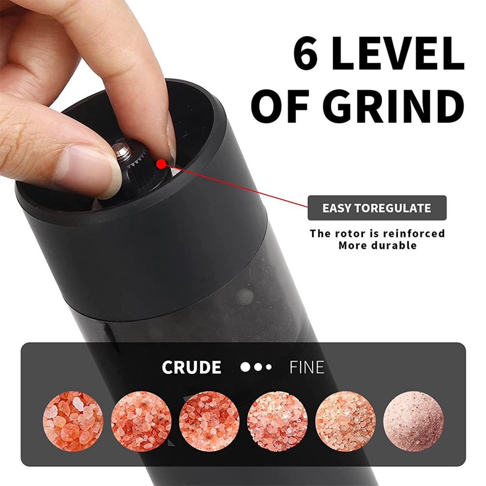 𝐔𝐩𝐠𝐫𝐚𝐝𝐞𝐝 Rechargeable 9oz Sangcon Gravity Electric Salt and Pepper  Grinder Set Shaker XL Capacity - USB-C No Battery Needed One Hand Operation  Adjustable Coarsenes Automatic Mill - Yahoo Shopping