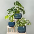 thumbnail image 5 of Ordivic 7 Inch Retro Blue Ceramic Planter with Drainage Hole and Saucer – Round Flower Pot for Indoor Outdoor Plants, Vintage Home Decor, 5 of 8