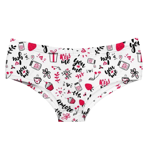 Gibobby Braguitas Slim Fit Ropa interior de cintura transpirable sin con estampado de corazón para el día de San Valentín para mujer (estilo 5)(Rosa, XL)