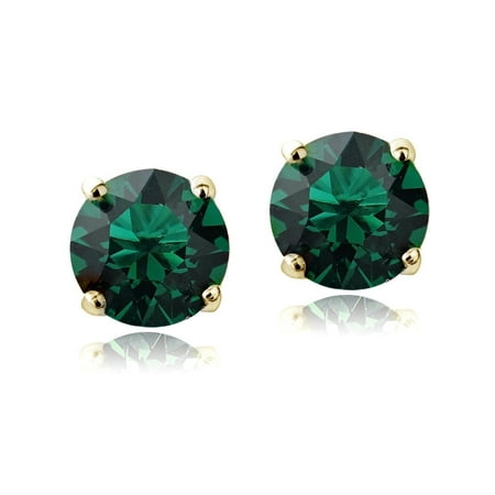 Silverspeck Swarovski Elements Emerald May Birthstone Stud Swarovski Elements Emerald May Birthstone Stud Earrings In Gold Tone