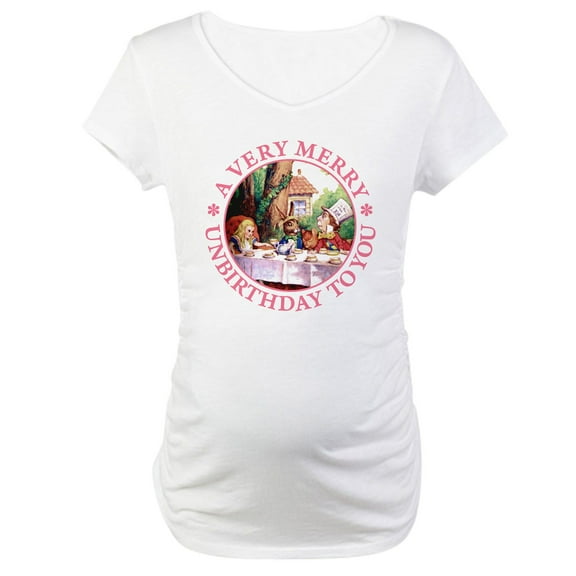 CafePress - A Very Merry Unbirthday To You Maternity T Shirt - Cotton Maternity T-shirt, Cute & Funny Pregnancy Tee