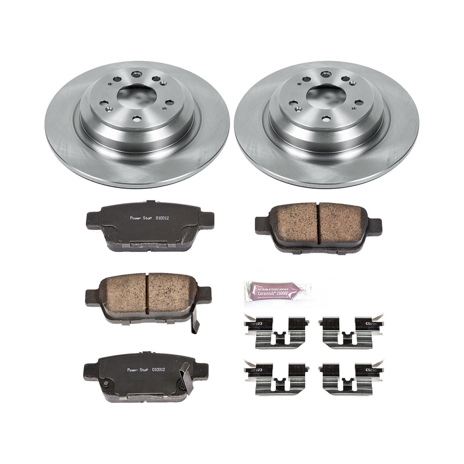 Power Stop Rear Stock Replacement Brake Pad and Rotor Kit KOE5854