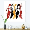 thumbnail image 2 of Designart ' Beautiful Red Black and Yellow Dancers Afro American Silhouettes ' Modern Canvas Wall Art Print, 2 of 4