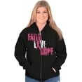 thumbnail image 3 of Faith Love Hope Breast Cancer Aware Womens Plus Size Graphic Zipper Hoodie Brisco Brands 3X, 3 of 5