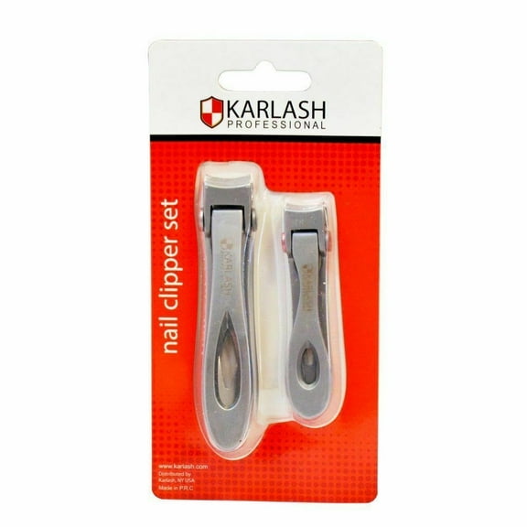 Karlash Stainless Steel Toe and Nail Clipper with Ring Lock System Duo Kit 2 Pc
