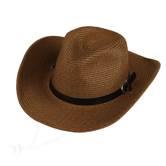 ZQUUVOU Women's and Men's Straw Cowboy Hat Wide Brim Shapeable Fedora Panama Cap Western Cowgirl Cap Foldable Beach Sun Hat Coffee