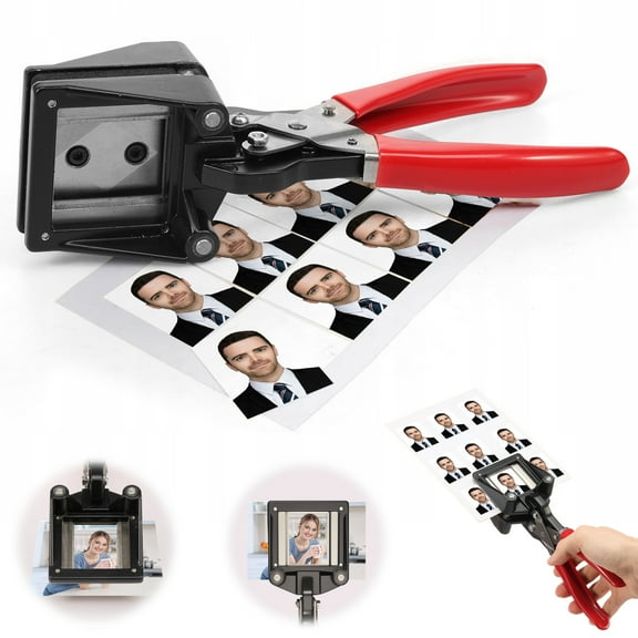 Grusce 2x2 inch Handheld Passport Photo Cutter for Business Card Plastic and Metal, Picture Punch Cutter for Photography Studio Home and Office Use